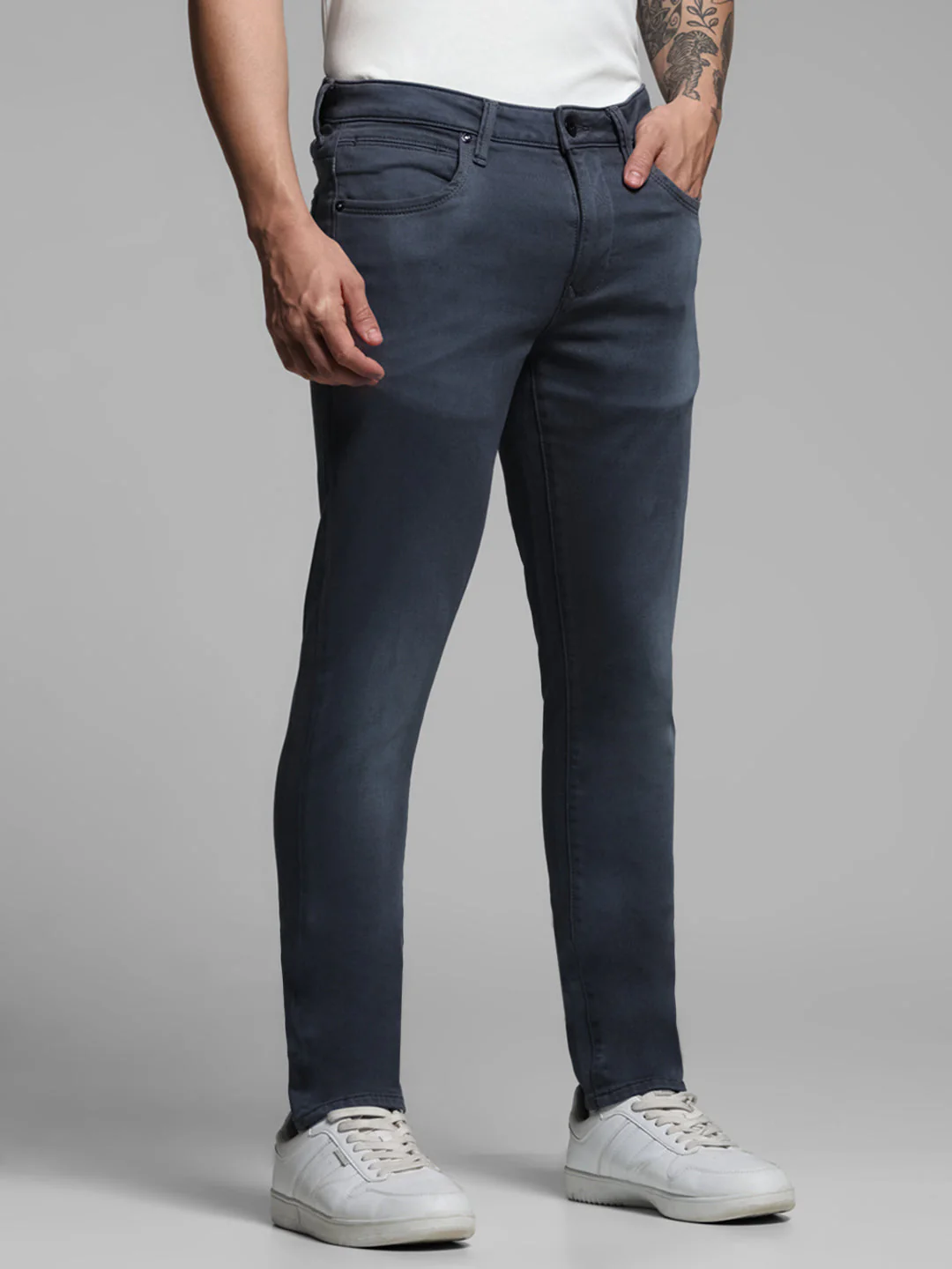 Dark Blue Knitted Glenn Slim Fit Jeans - Image 2