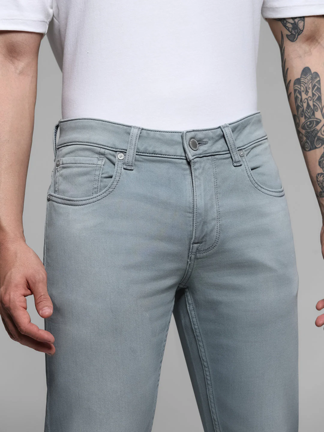 Light Blue Knitted Glenn slim fit jeans - Image 4