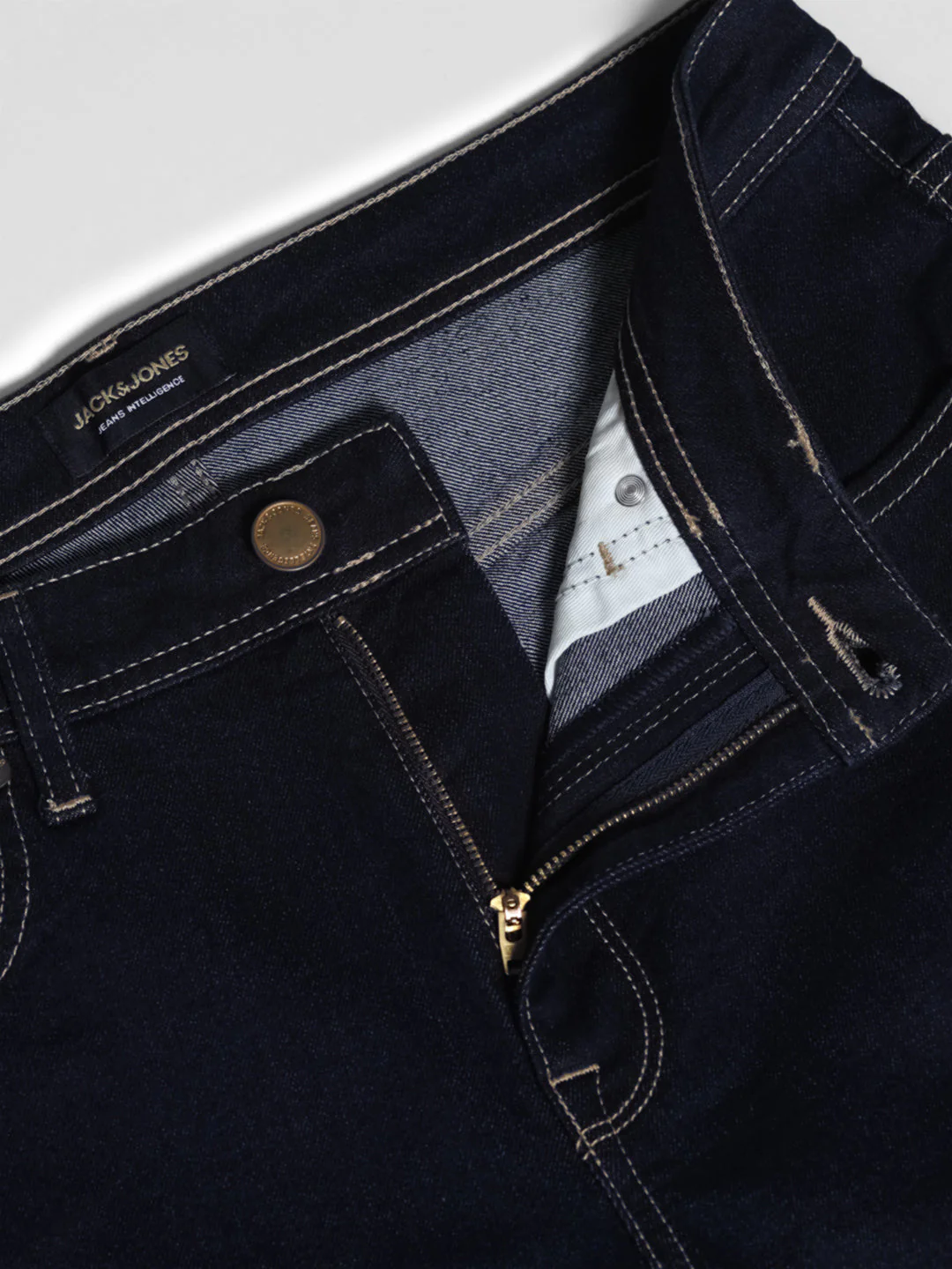 Dark Blue Contrast Stitch Skinny Jeans - Image 5