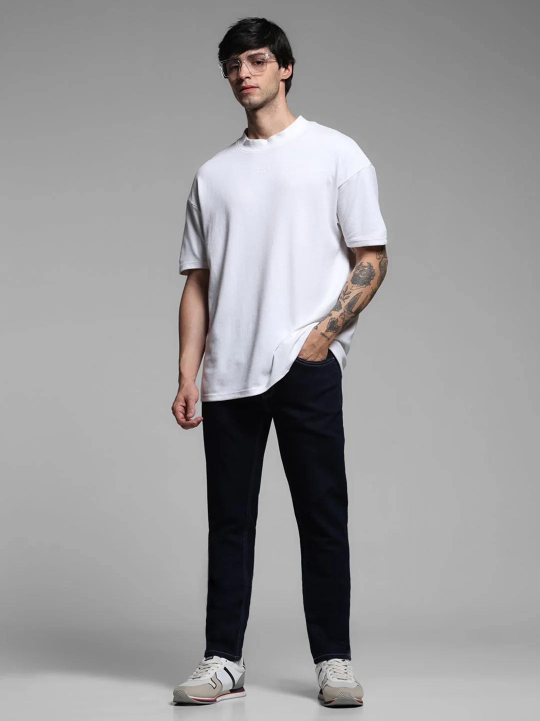 Dark Blue Contrast Stitch Skinny Jeans - Image 6