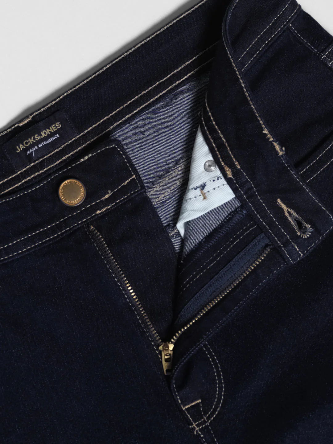 Dark Blue Contrast Stitch Regular Fit Jeans - Image 5