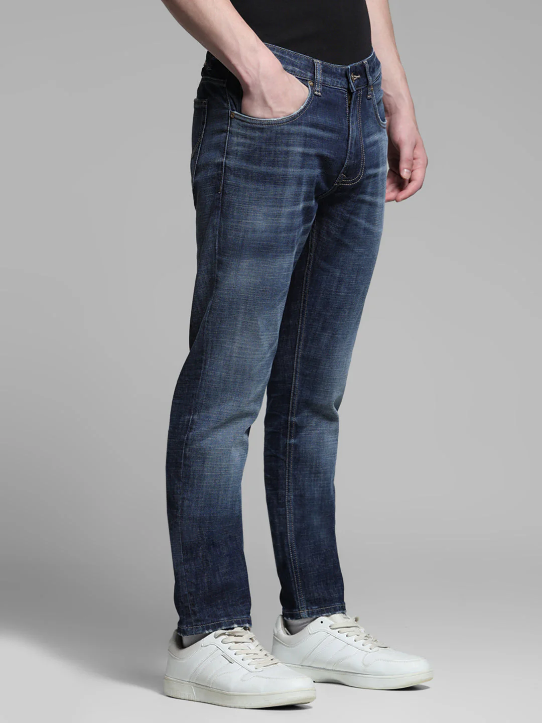 Dark Blue Washed Super Skinny Jeans - Image 2