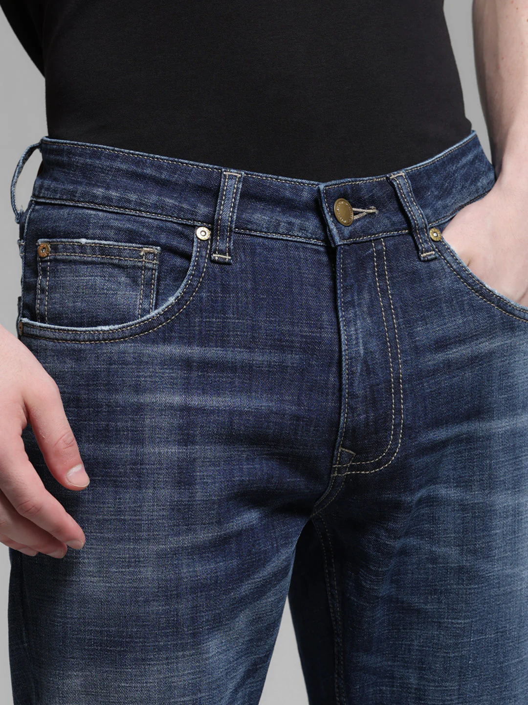 Dark Blue Washed Super Skinny Jeans - Image 4