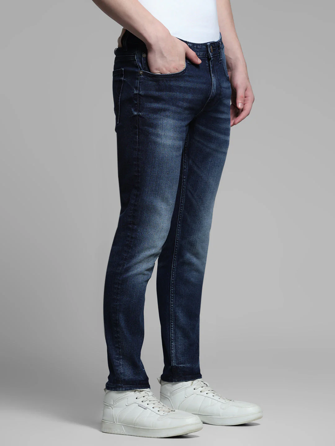 Dark Blue Brak Cropped Slim Fit Jenas - Image 2
