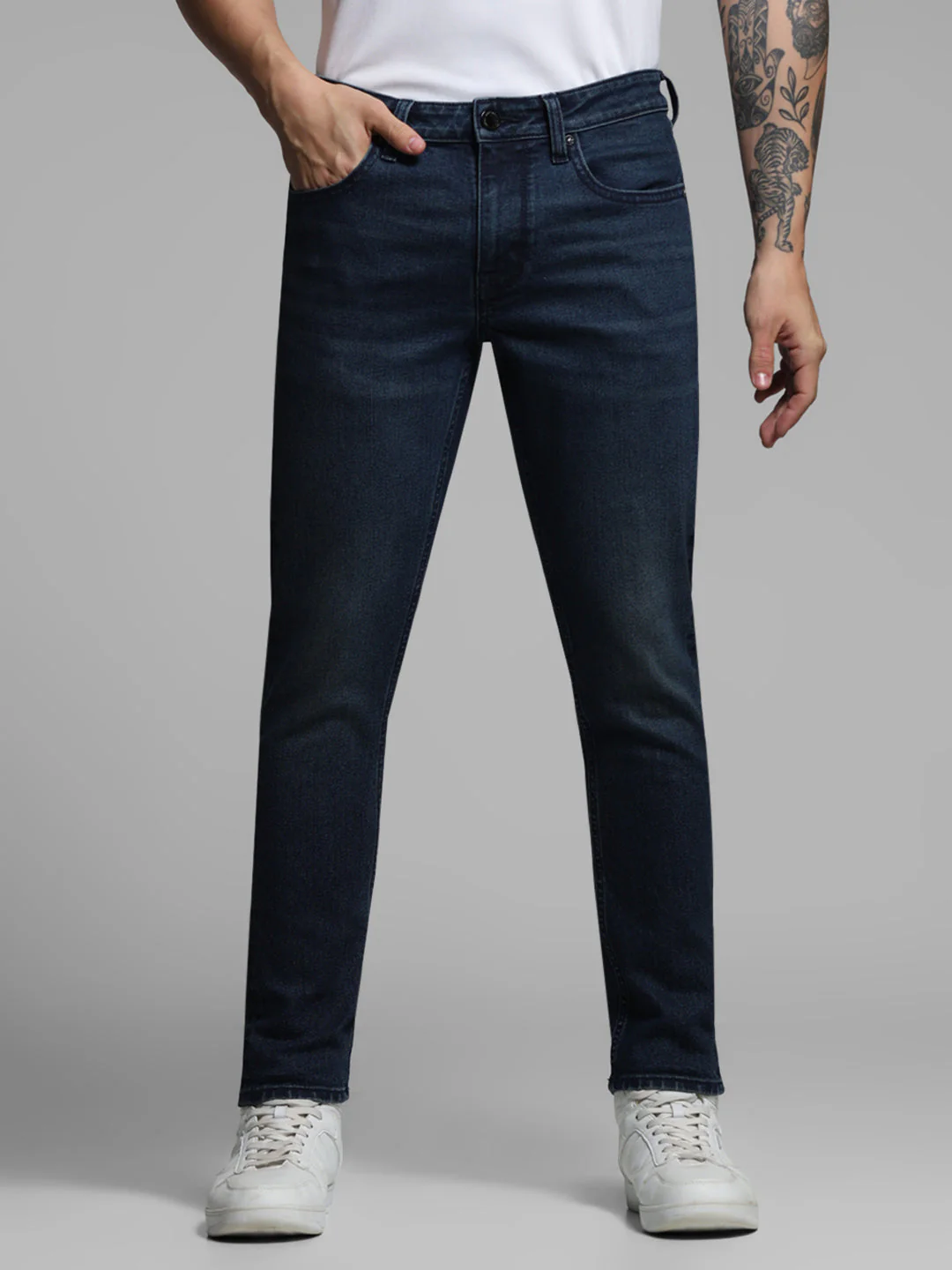 Dark Blue Brak Slim Fit Cropped Jeans