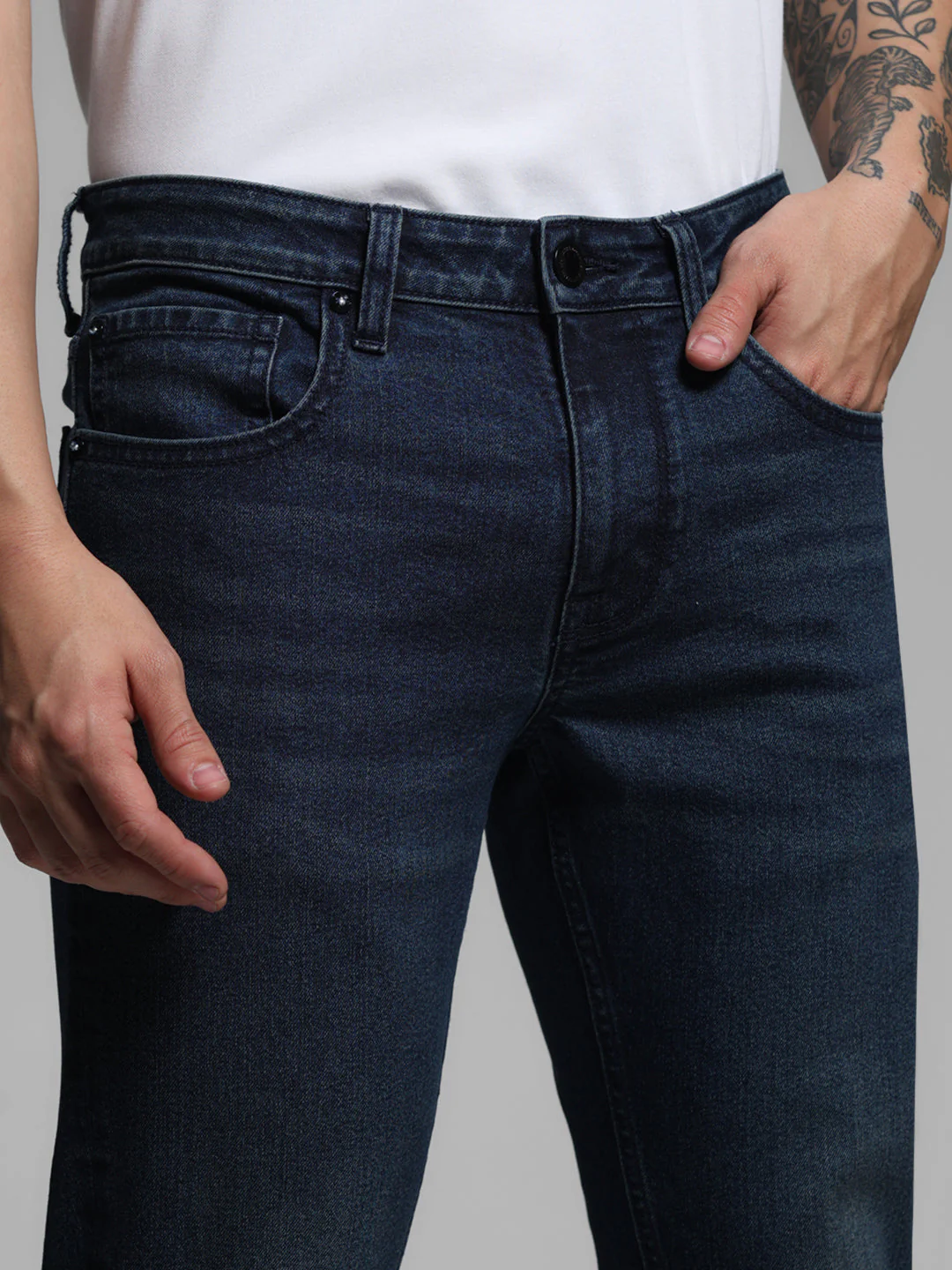Dark Blue Brak Slim Fit Cropped Jeans - Image 4