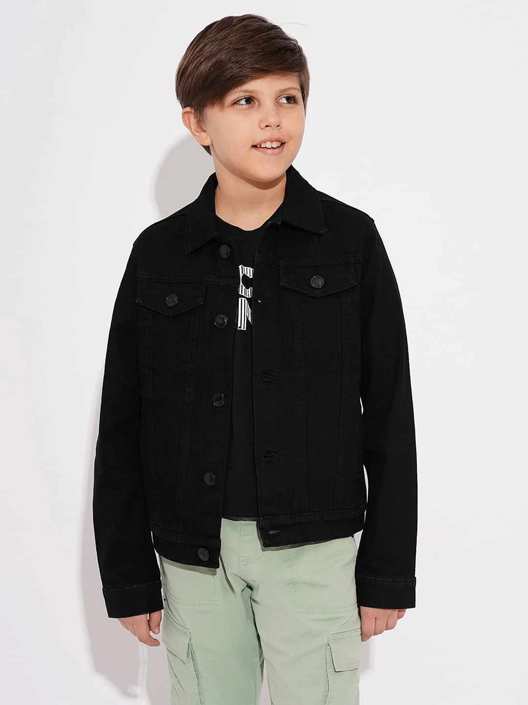 Boys Black Denim Jacket - Image 2