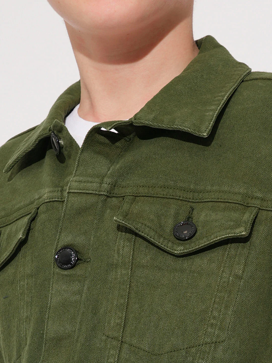 Boys Green Denim Jacket - Image 6