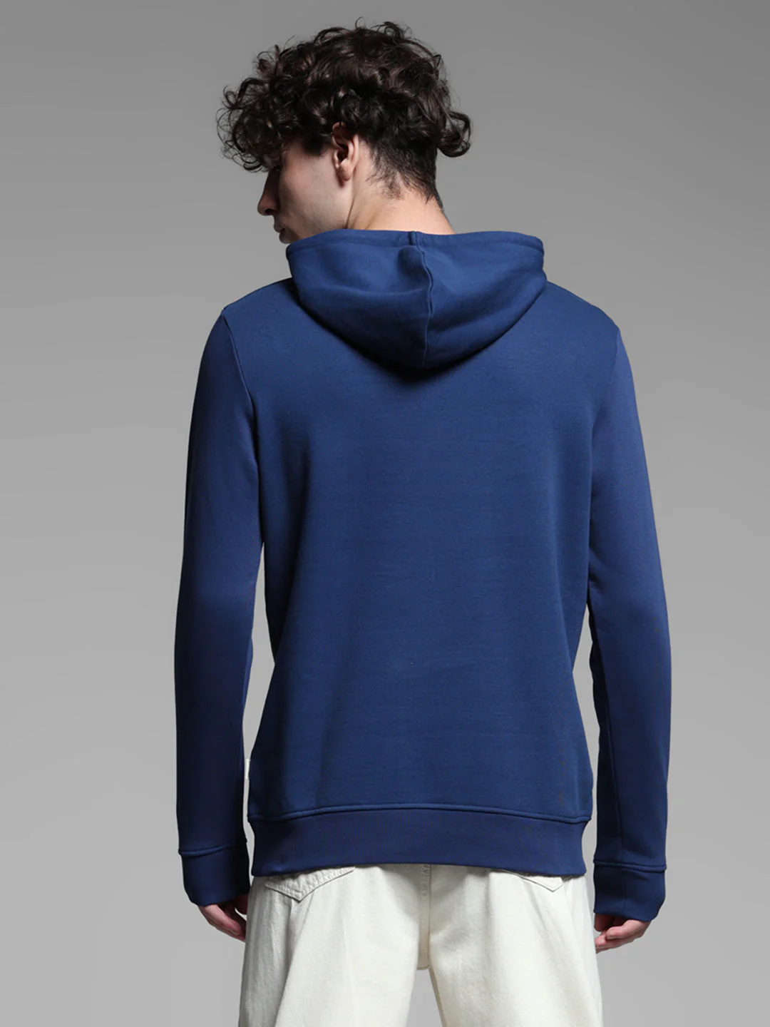 Blue Printed Hooded Sweatshirt - Image 4