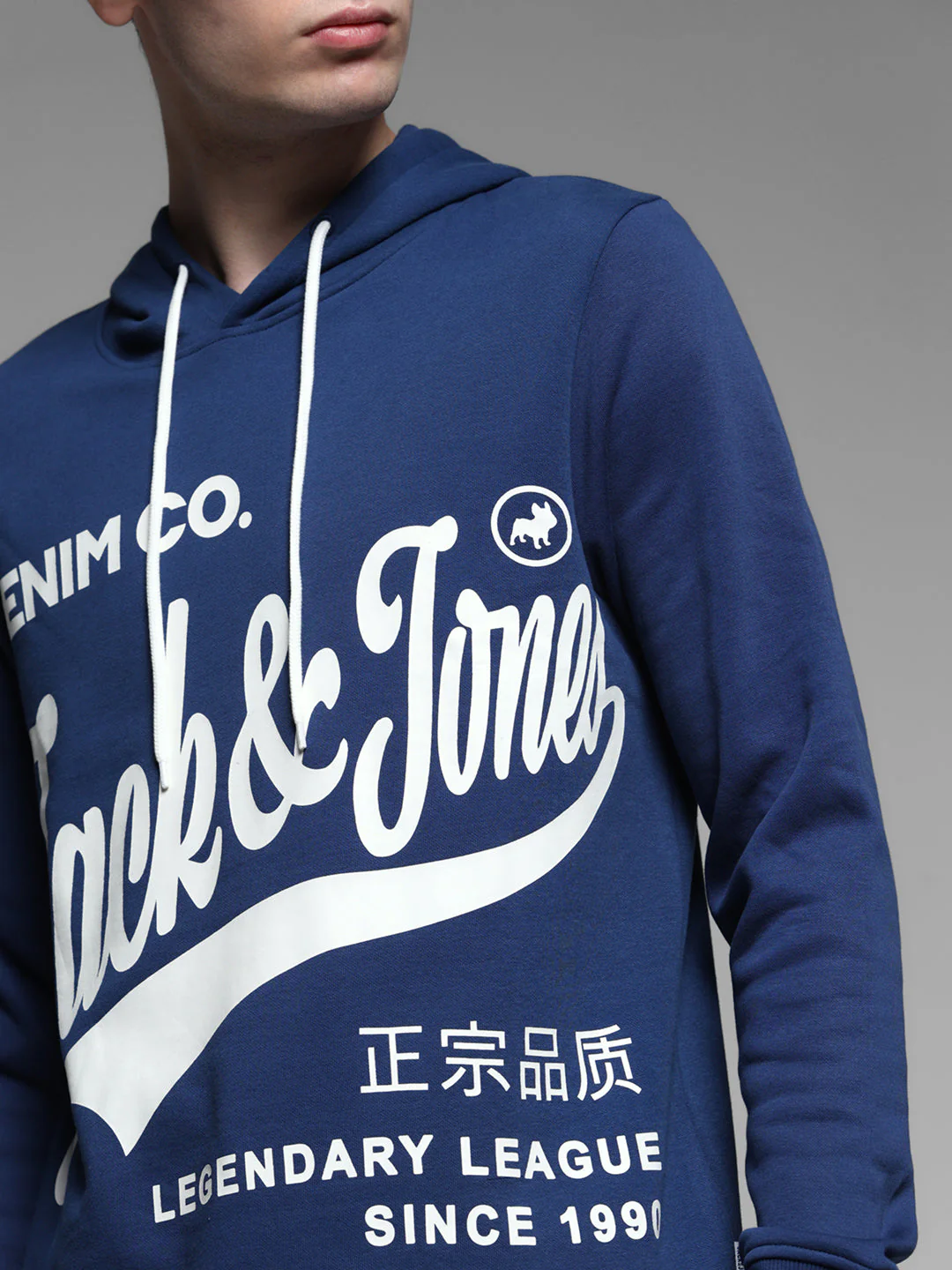 Blue Printed Hooded Sweatshirt - Image 5