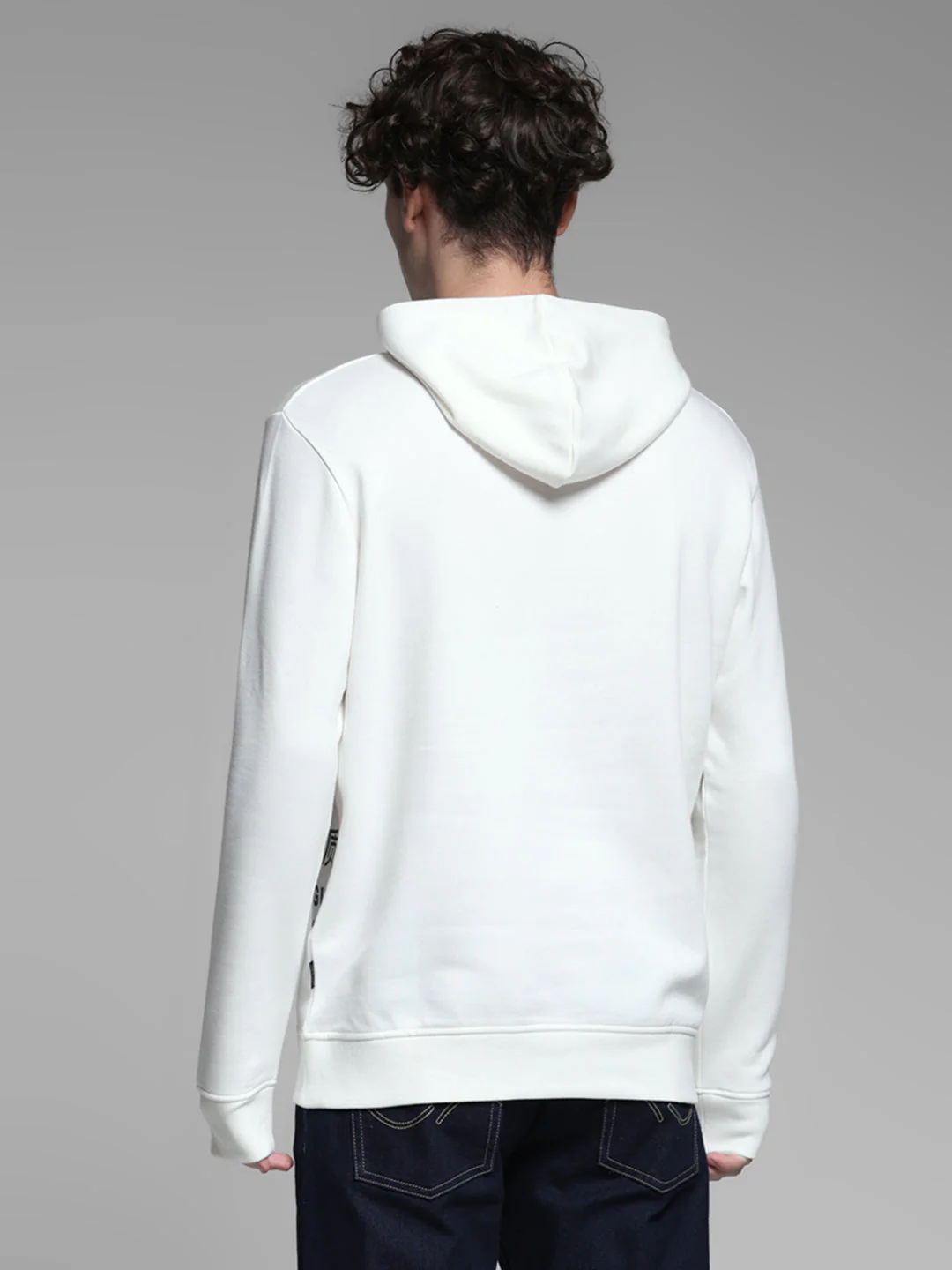 White Printed Hooded Sweatshirt - Image 4
