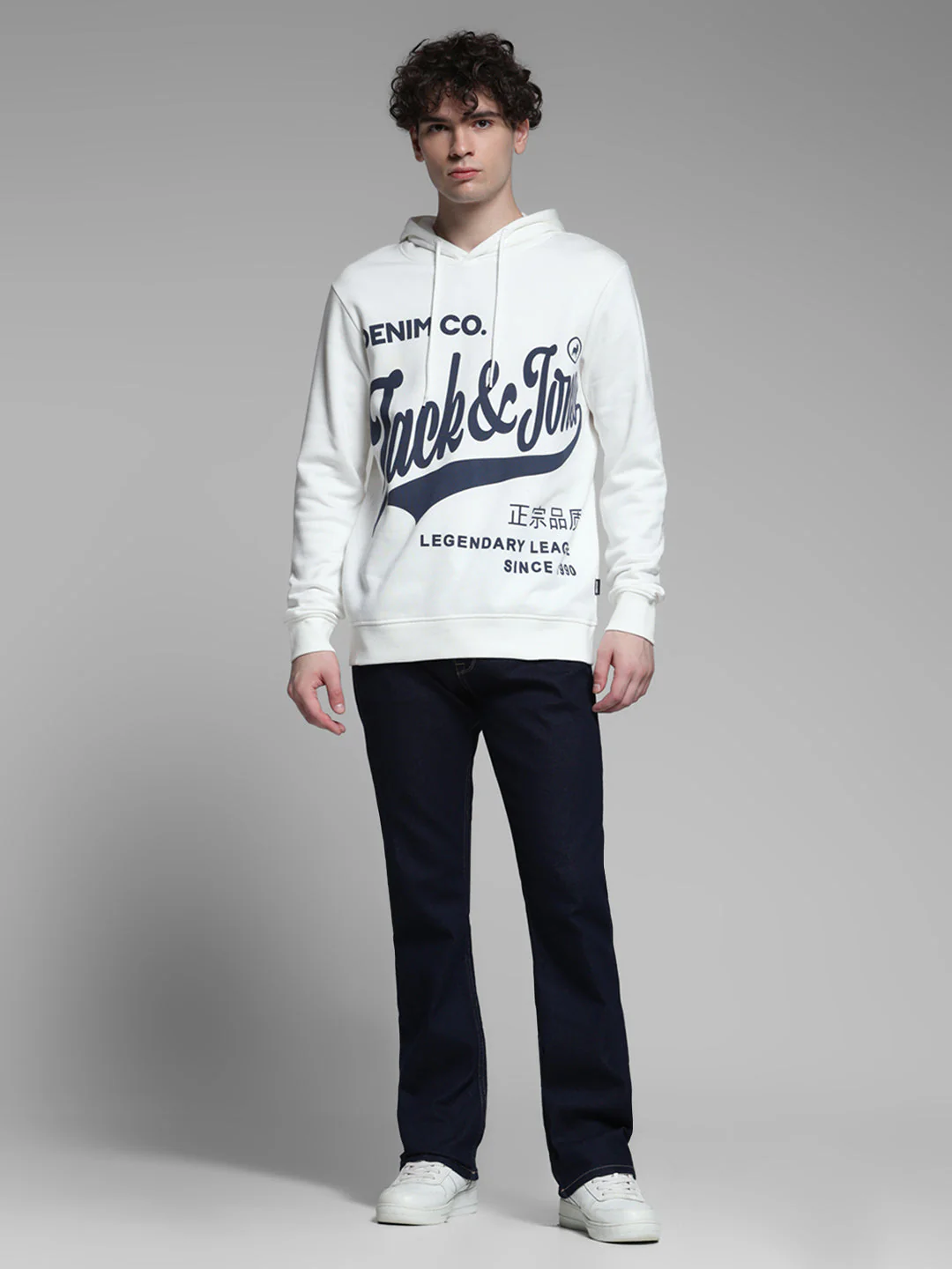 White Printed Hooded Sweatshirt - Image 6