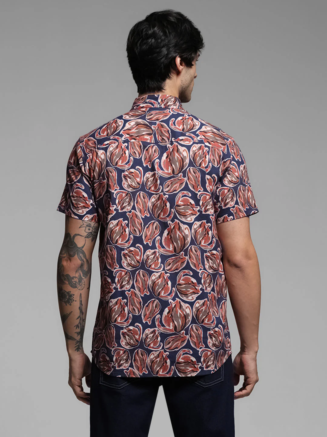 Blue Floral Short Sleeves Shirt - Image 4