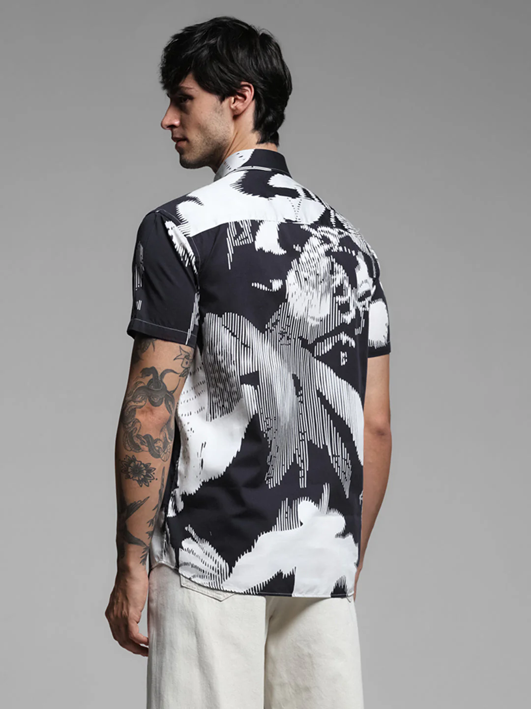 Black Print Cotton Shirt - Image 4