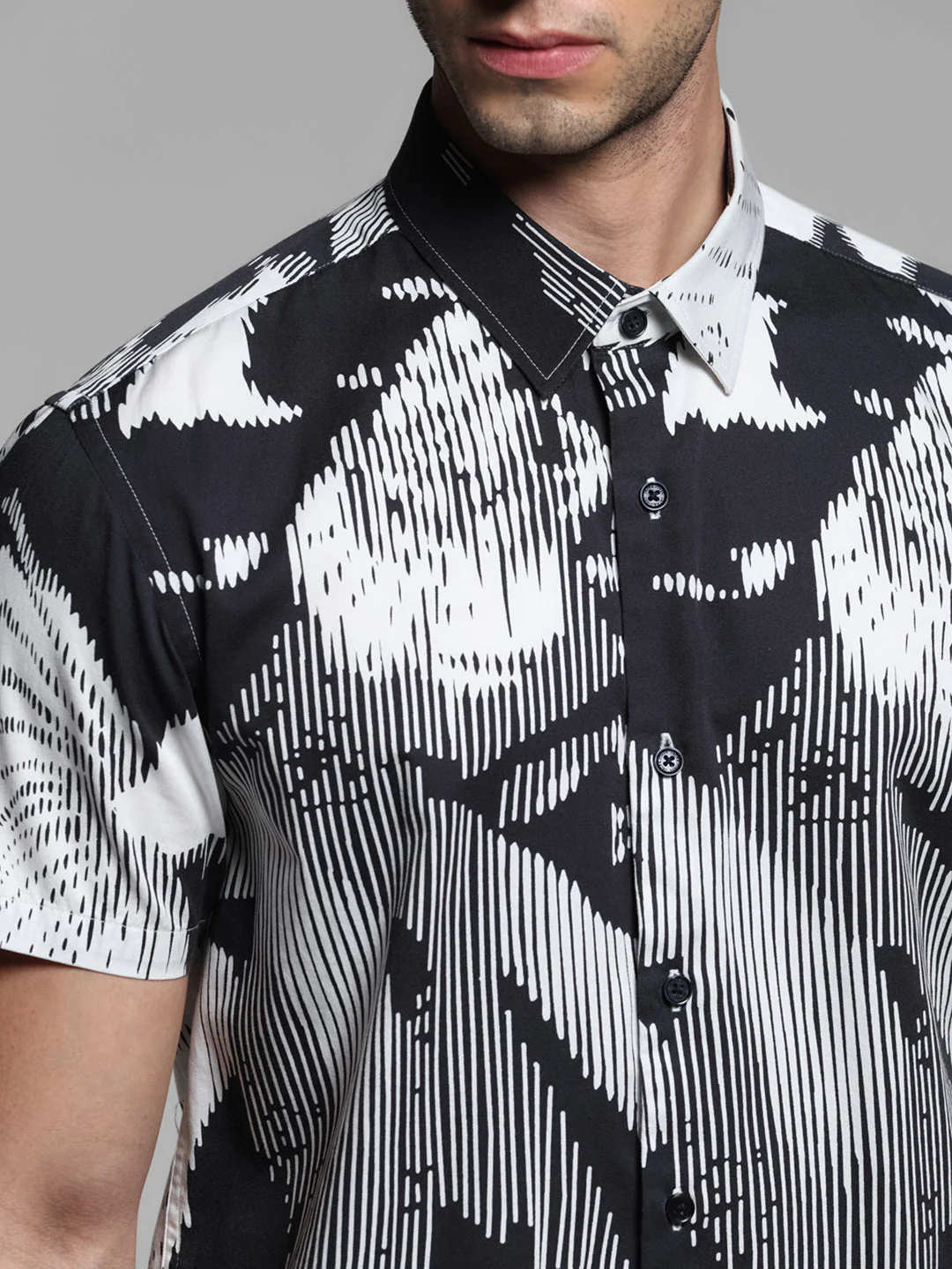 Black Print Cotton Shirt - Image 5