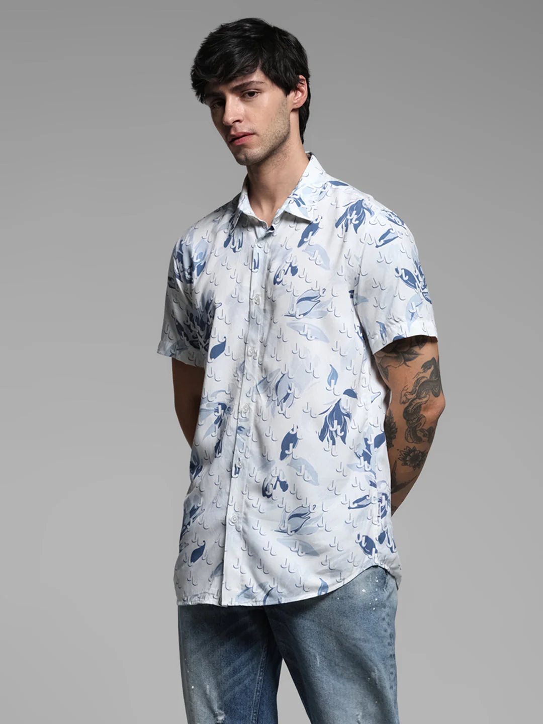 White Floral Print Shirt - Image 2