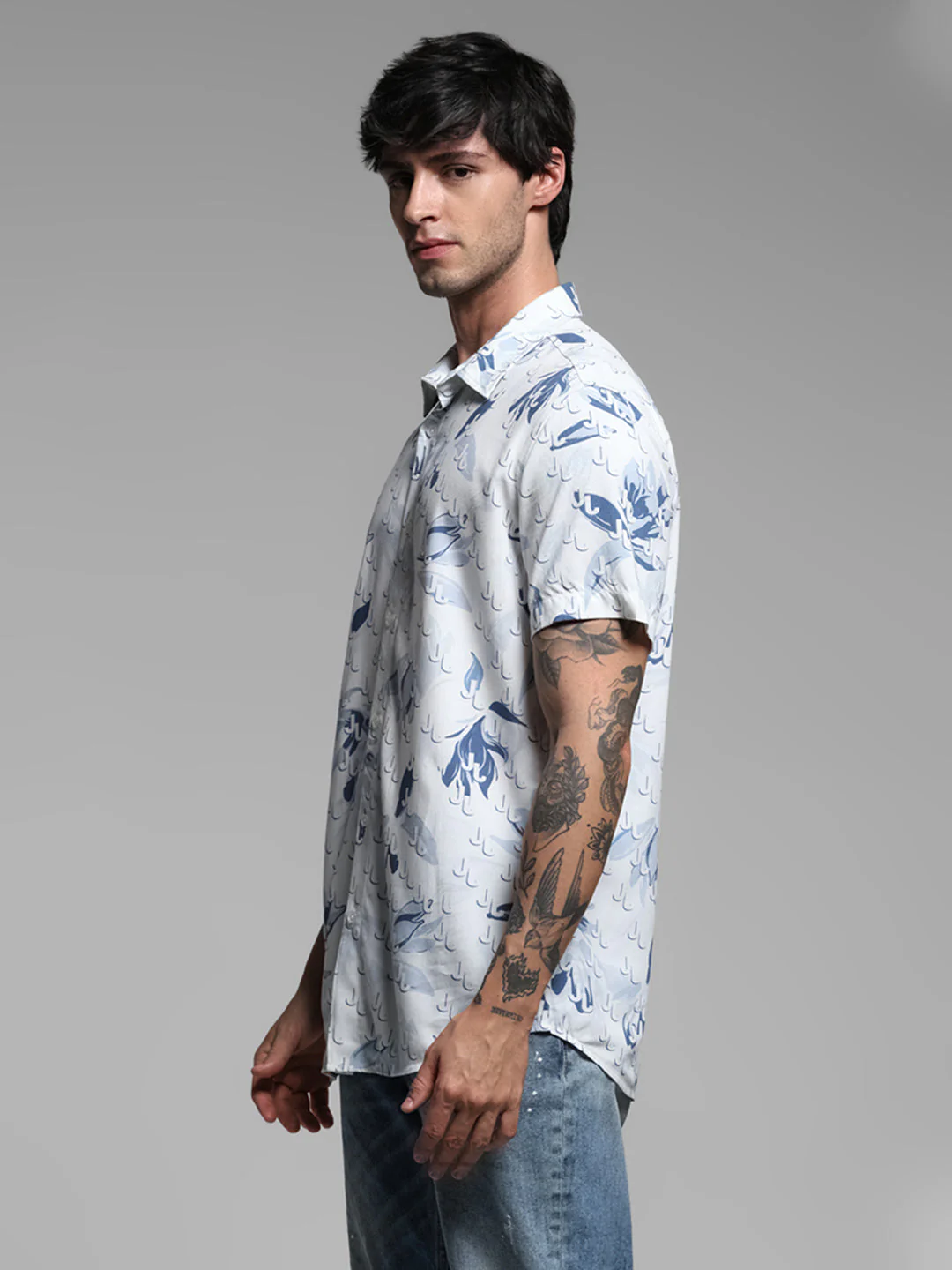 White Floral Print Shirt - Image 3