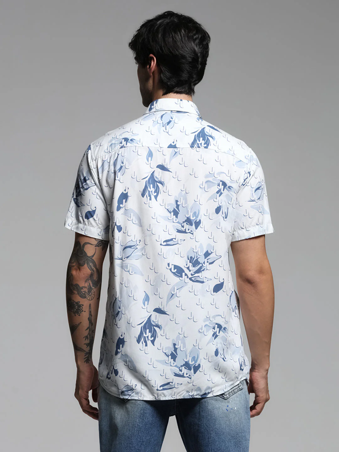 White Floral Print Shirt - Image 4