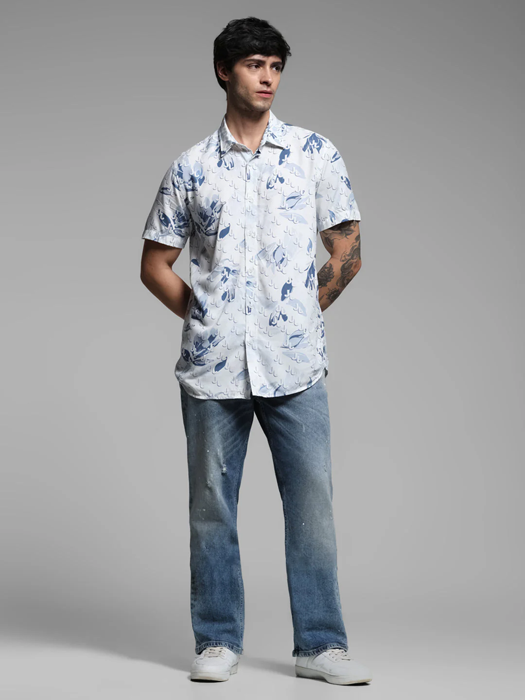 White Floral Print Shirt - Image 6