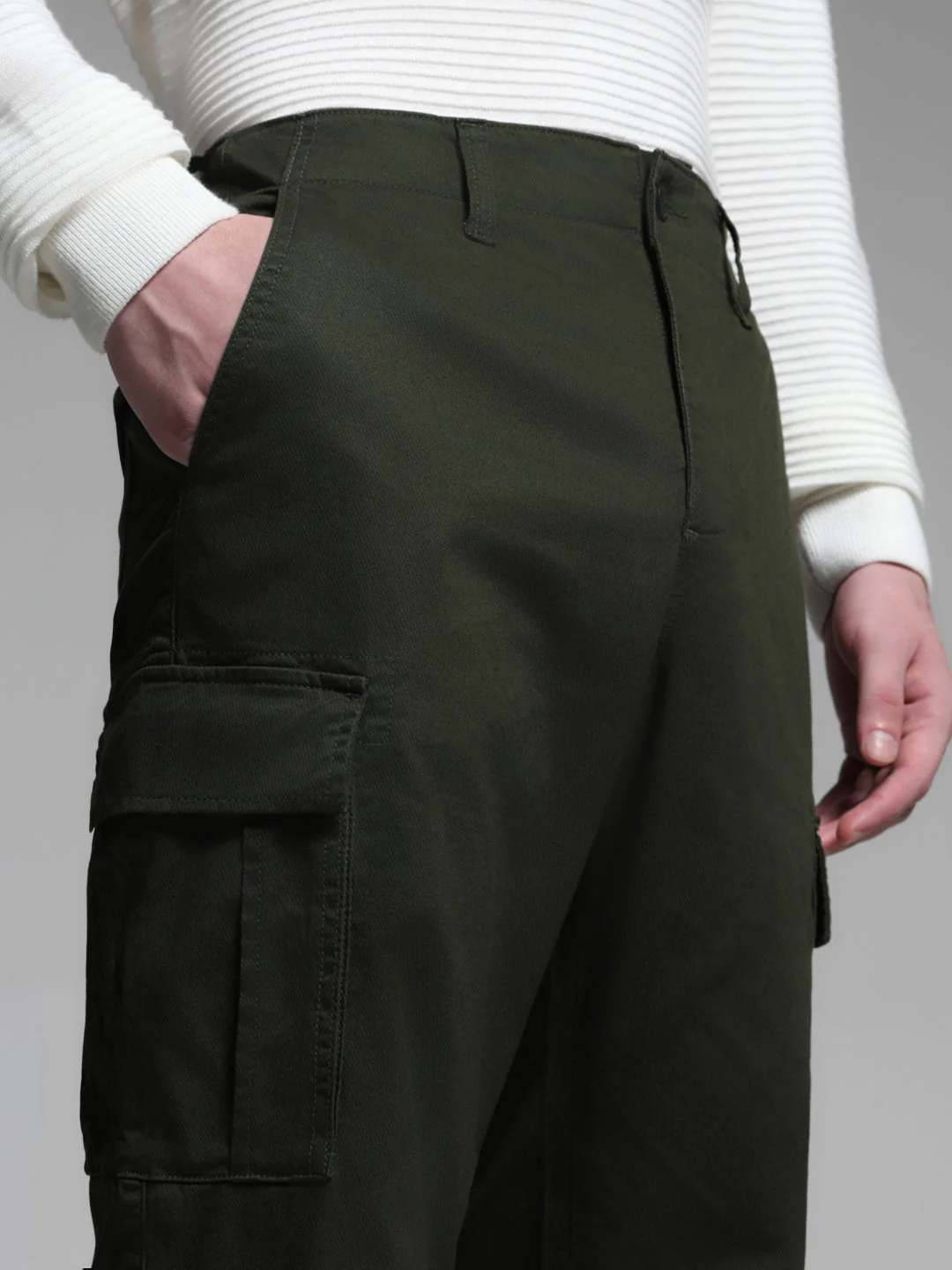 Olive Green Anti Fit Cargos - Image 4