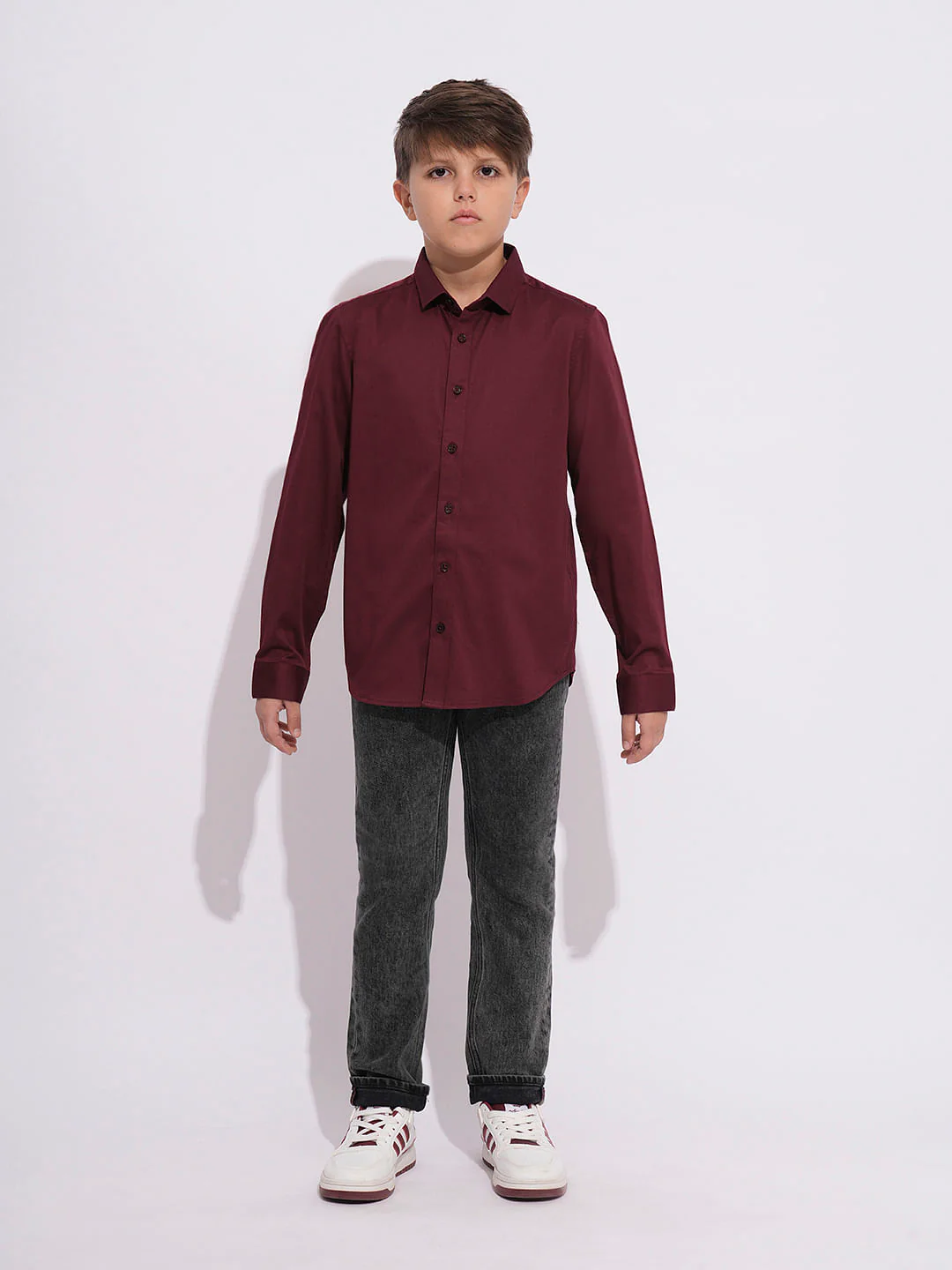 Boys Maroon Full Sleeves Shirt - Image 5