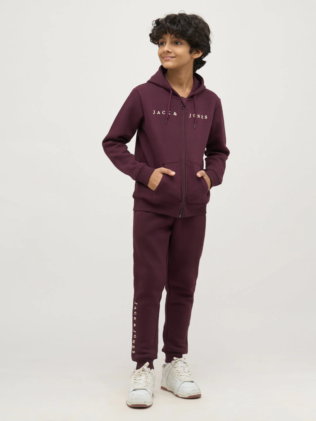 Boys Maroon Zip-Up Hooded Sweatshirt - Image 5