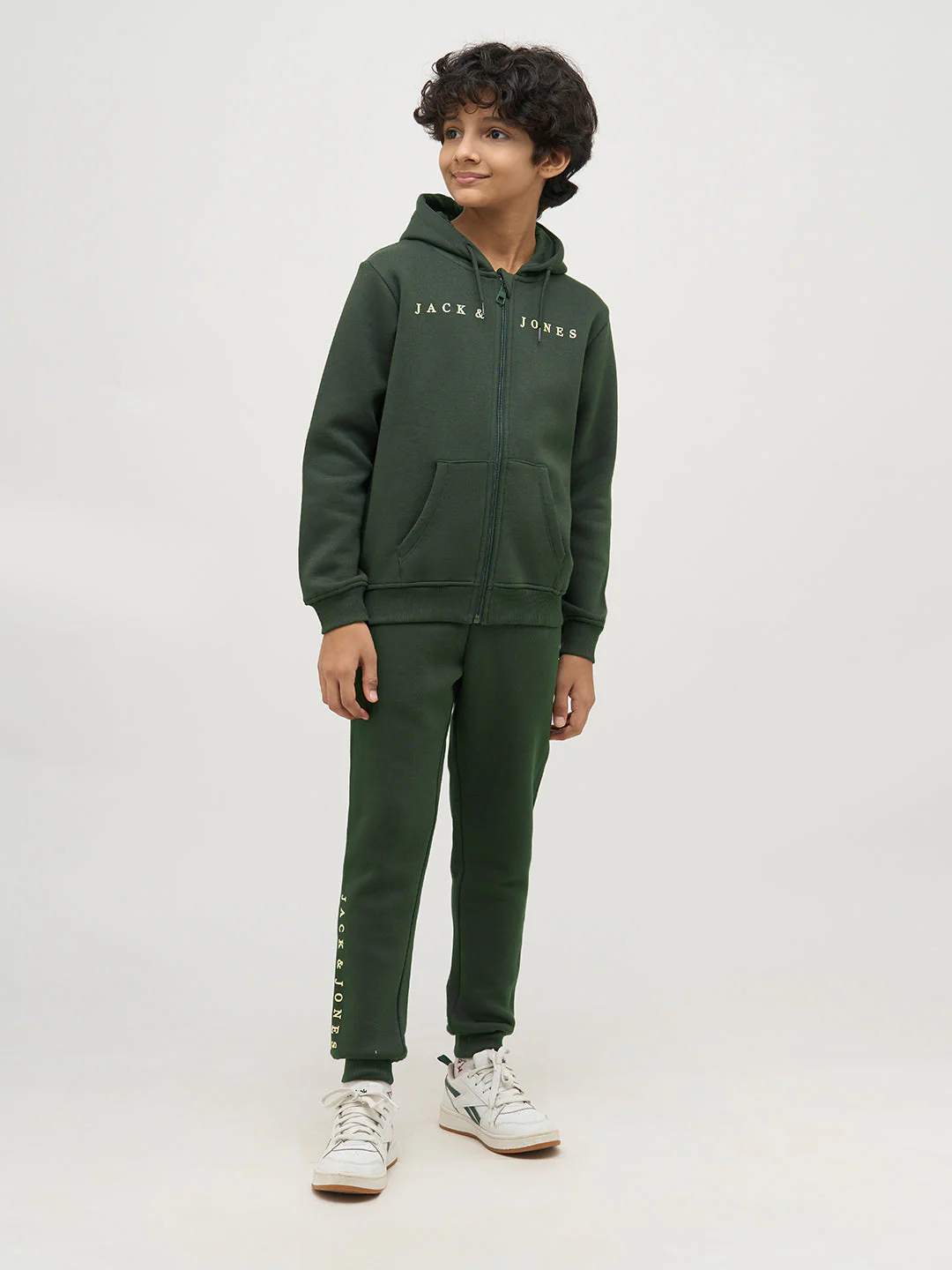 Boys Green Logo Text Hooded Sweatshirt - Image 5
