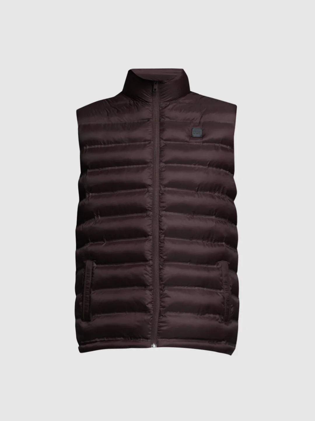Maroon High Neck Puffer Vest Jacket - Image 7