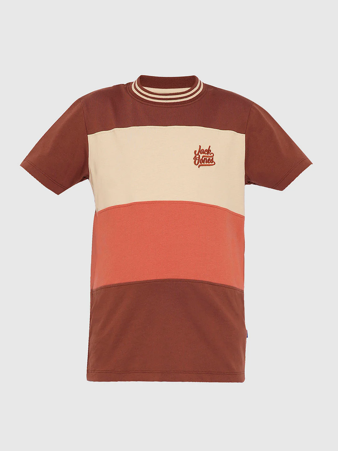 Boys Brown Colourblocked Cotton T-Shirt - Image 7
