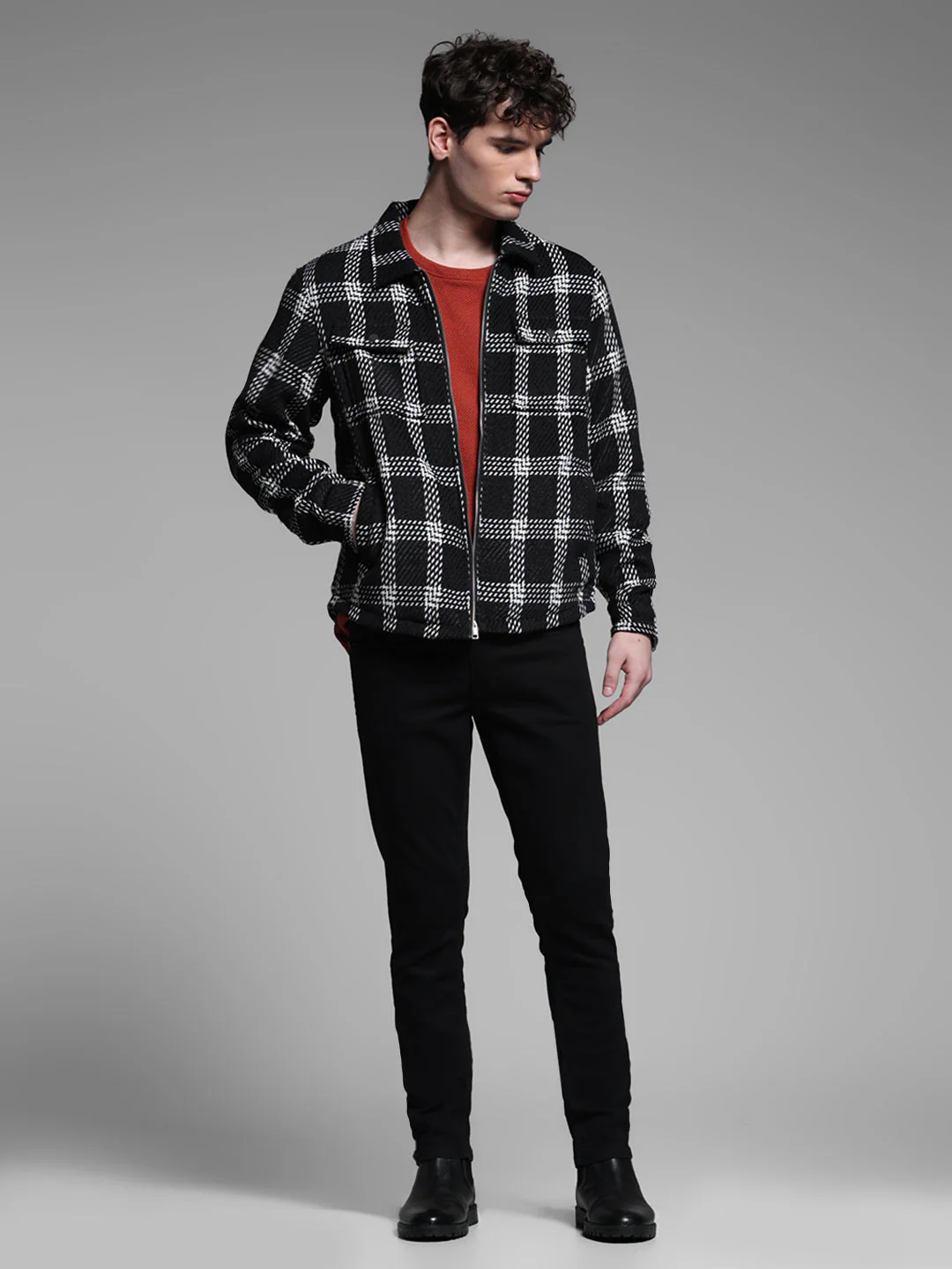 Check Zip-Up Overshirt Jacket - Image 6