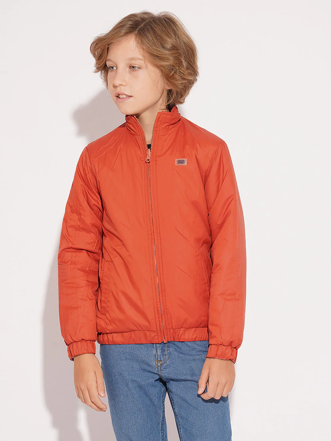 Boys Orange Camo Print Reversible Jacket - Image 3