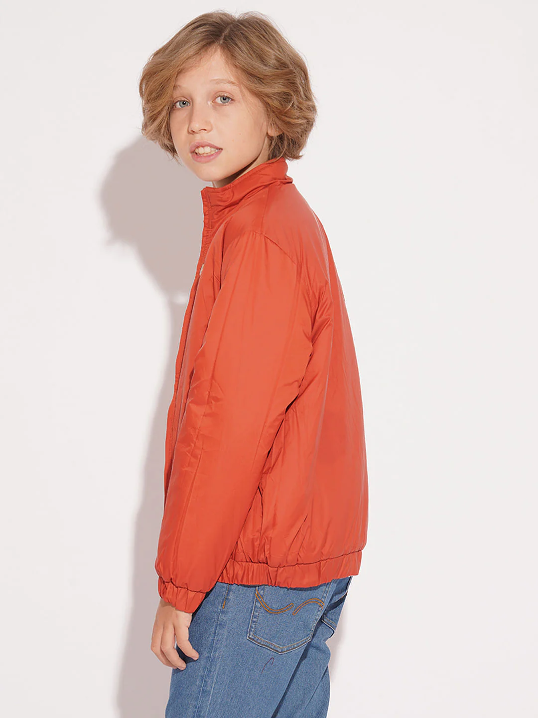 Boys Orange Camo Print Reversible Jacket - Image 5