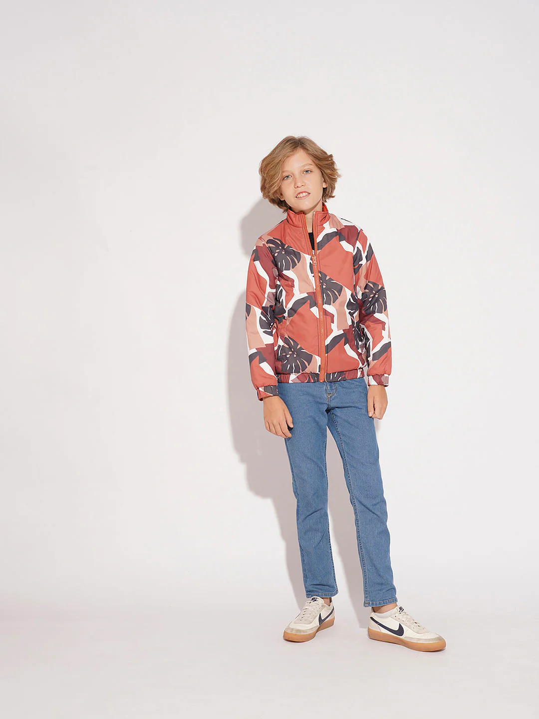 Boys Orange Camo Print Reversible Jacket - Image 7