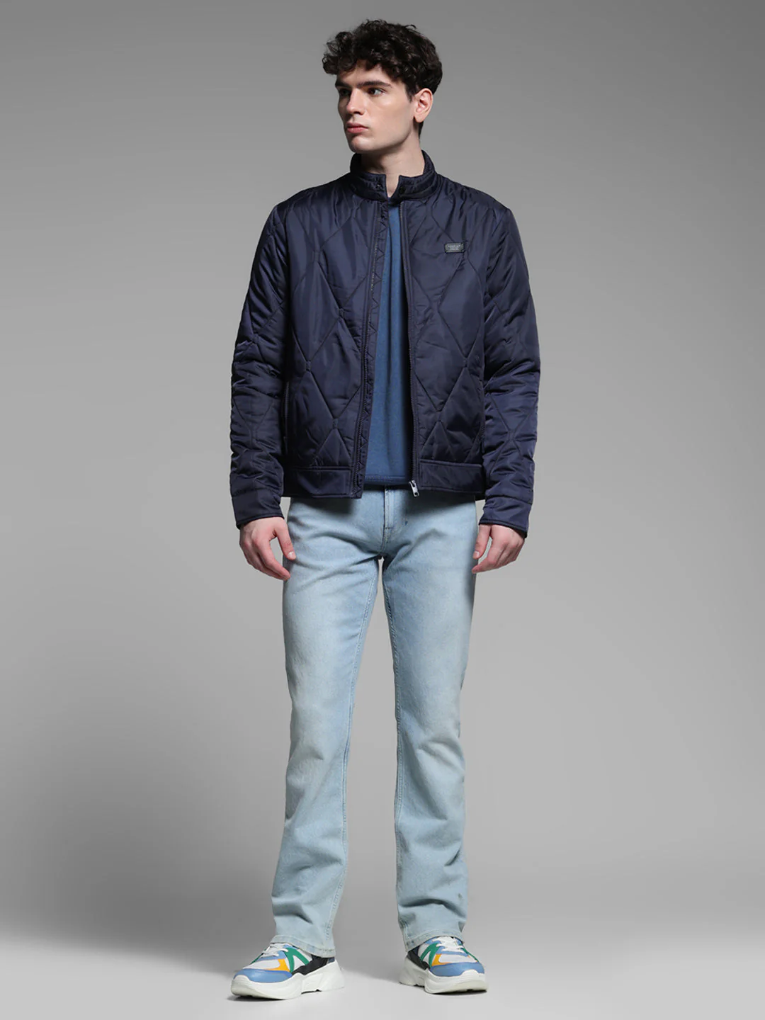 Navy Blue Zip-Up Puffer Jacket - Image 7