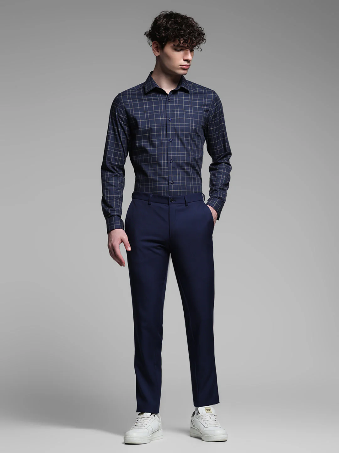 Navy Blue Check Shirt - Image 6