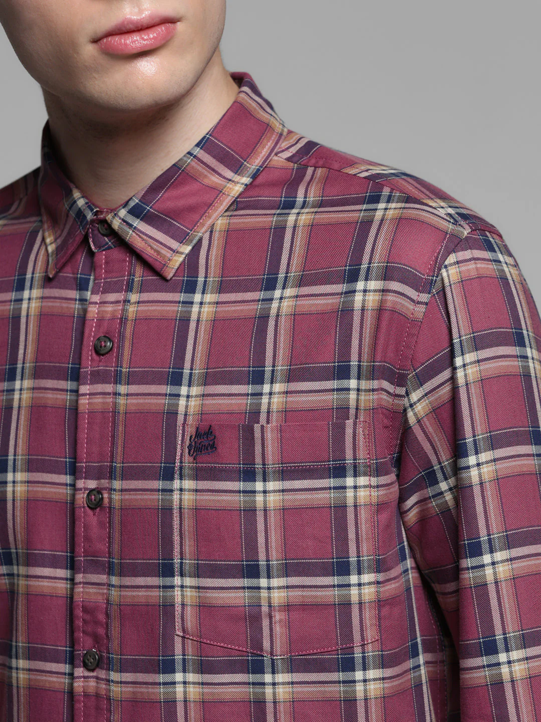 Pink Check Slim Fit Shirt - Image 5