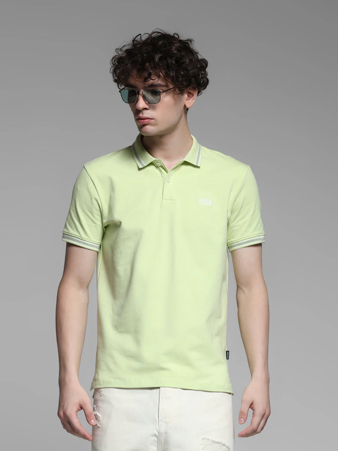 Lime Green Logo Print Polo