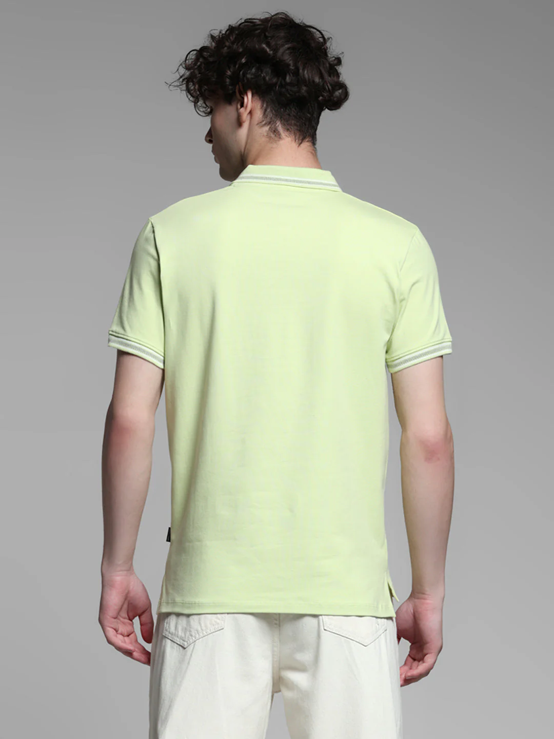 Lime Green Logo Print Polo - Image 4