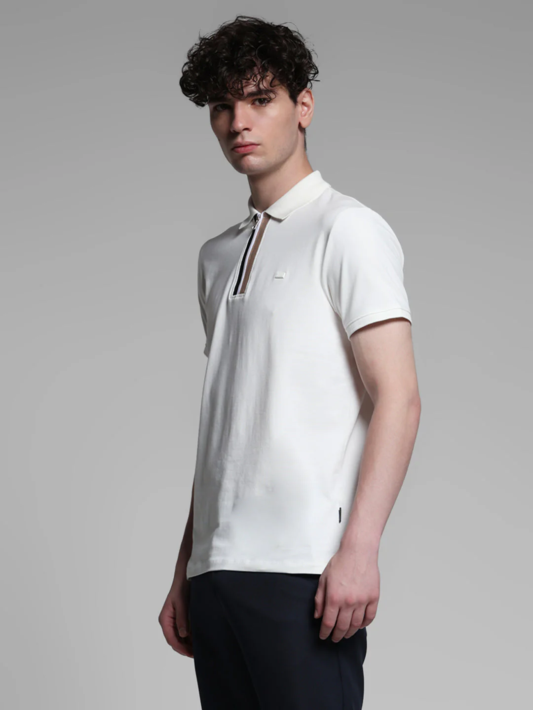 White Zipper Detail Polo - Image 3