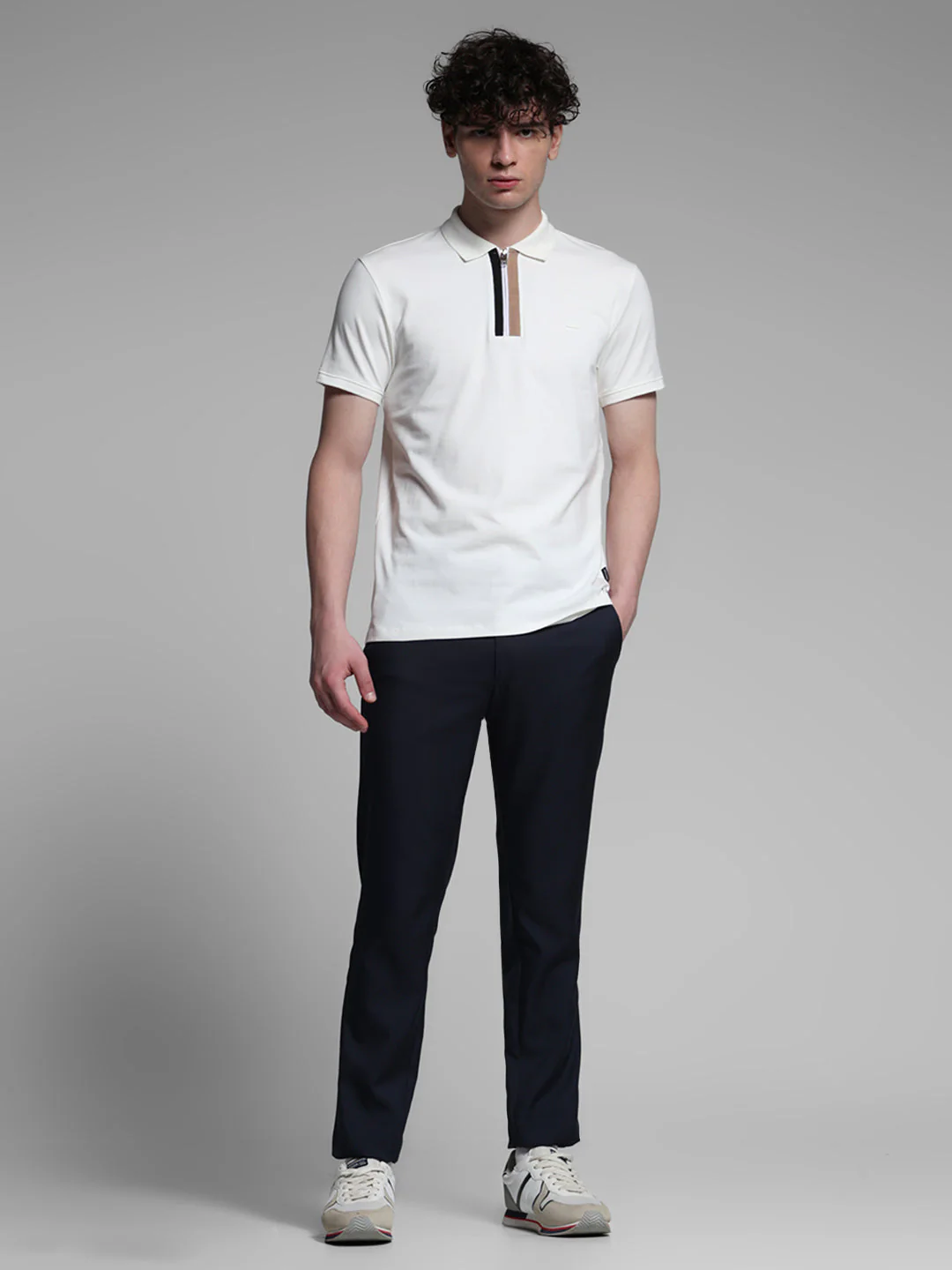 White Zipper Detail Polo - Image 6