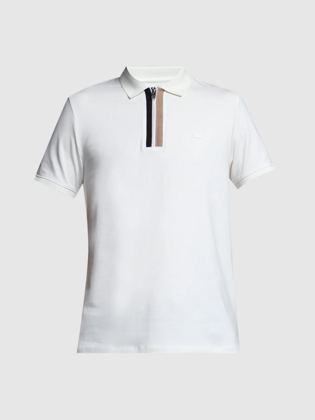 White Zipper Detail Polo - Image 7