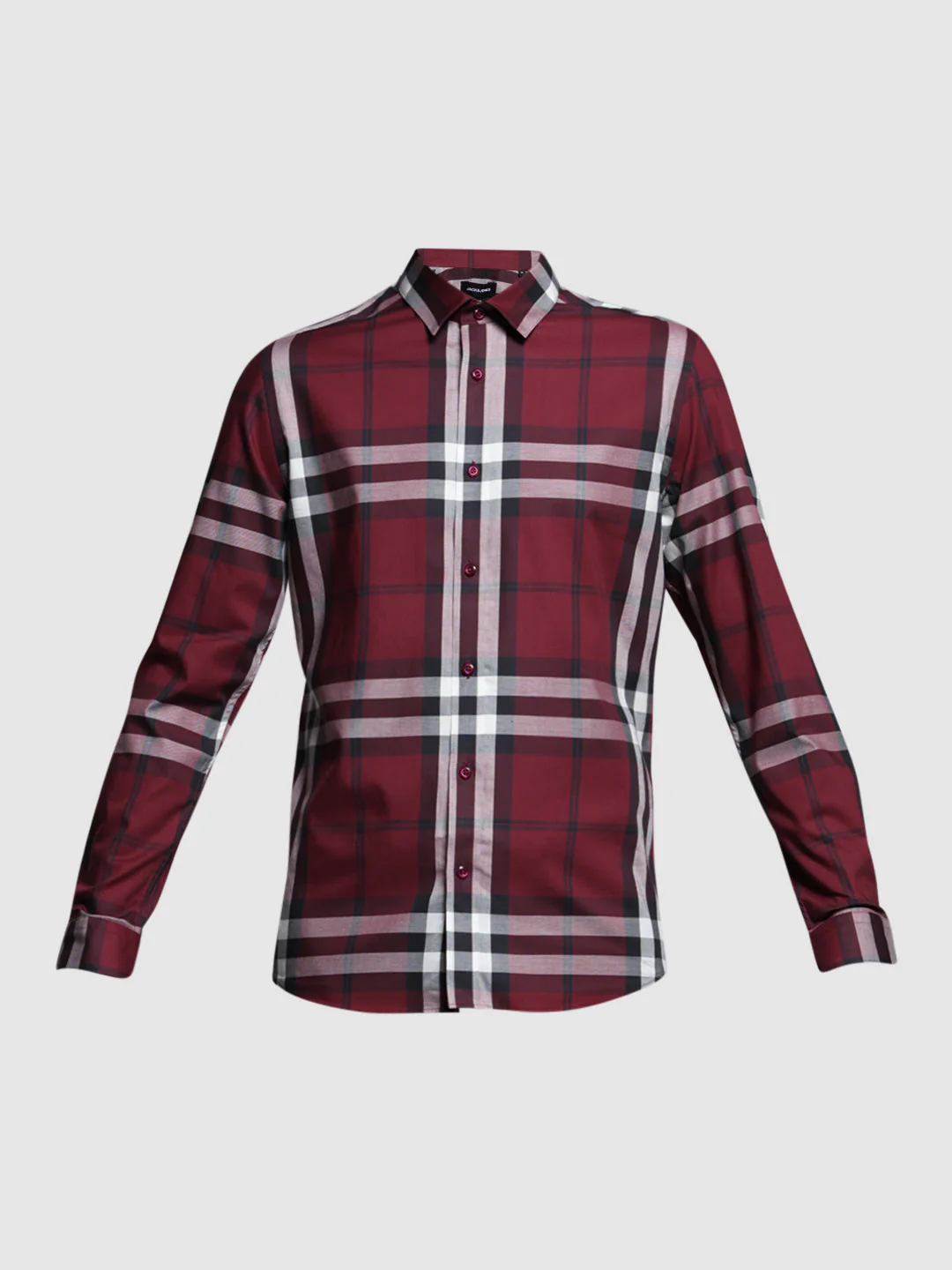 Dark Red Check Slim Fit Shirt - Image 7