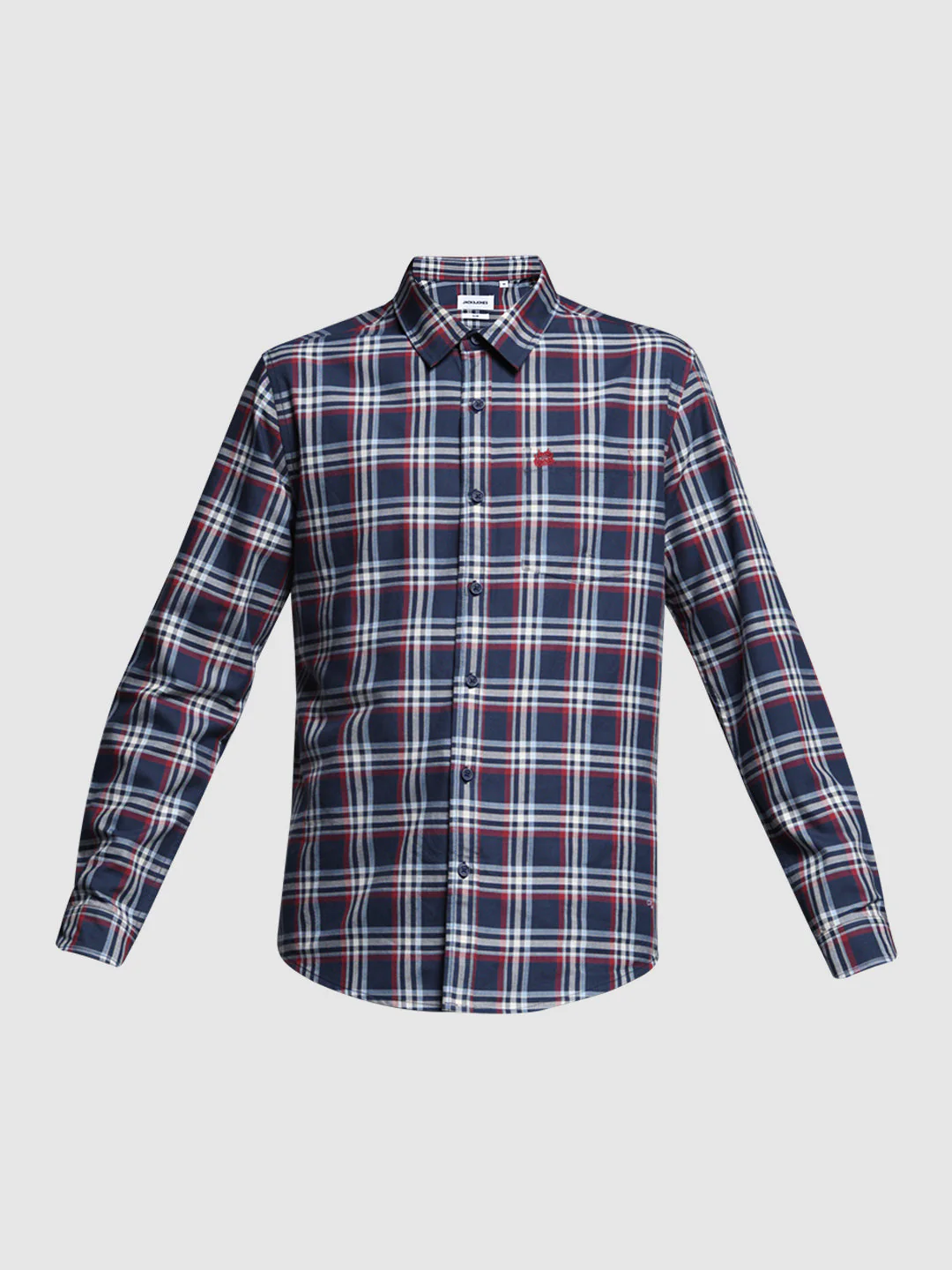 Navy Blue Check Cotton Shirt - Image 7