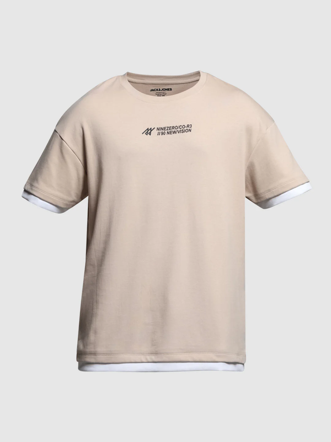 Beige Printed Boxy Fit T-shirt - Image 7