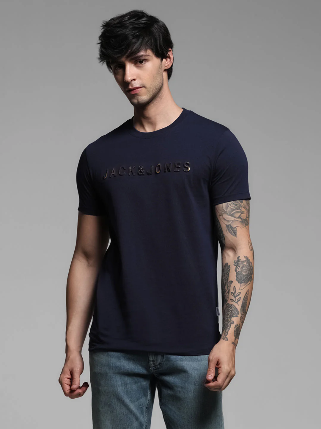 Blue Printed Cotton T-shirt - Image 2