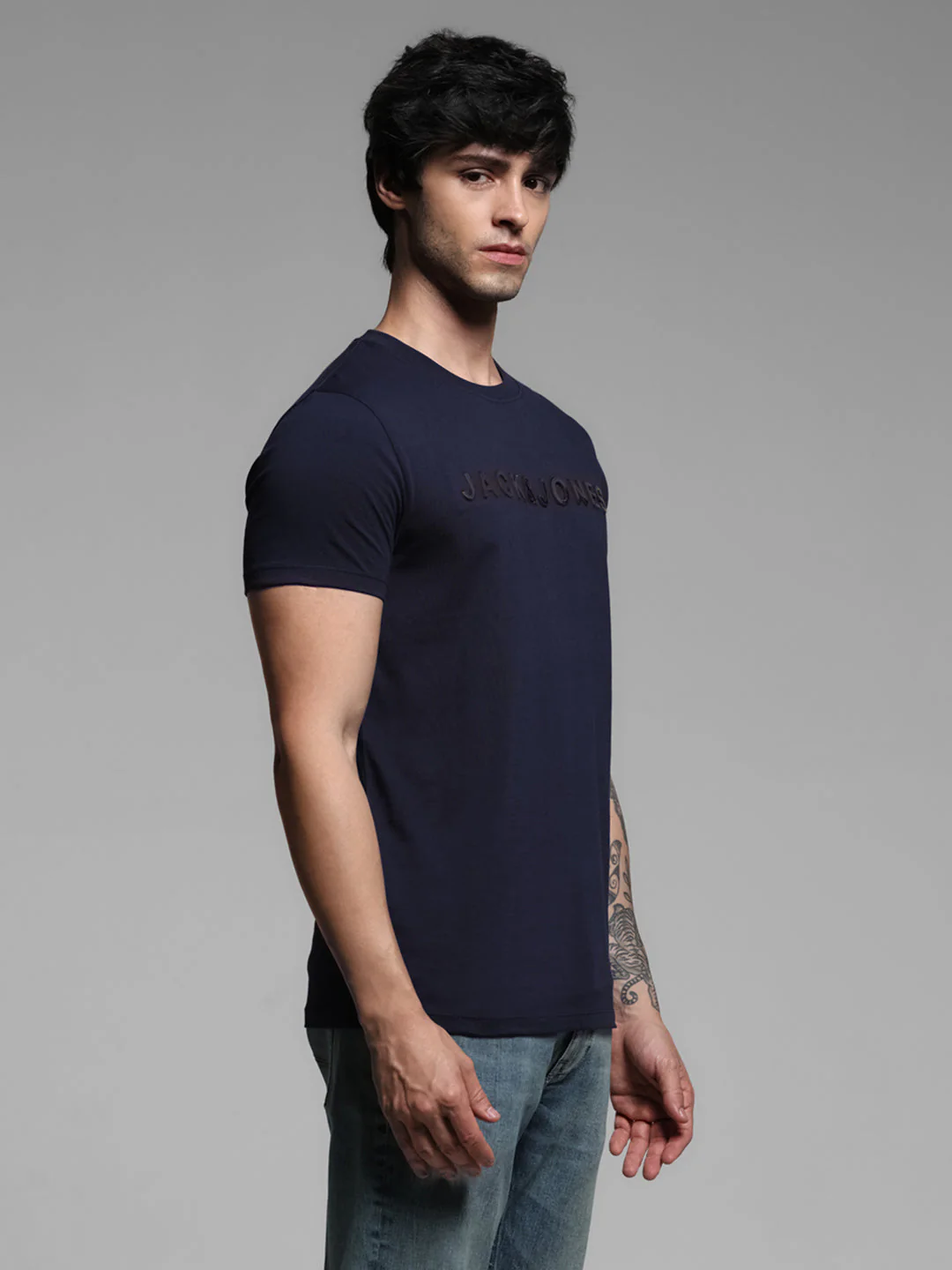 Blue Printed Cotton T-shirt - Image 3