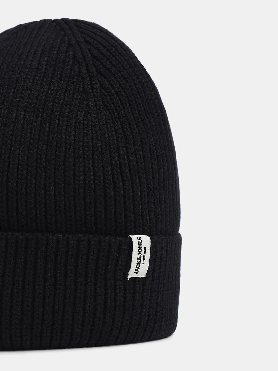 Jet Black Cotton Beanie - Image 2