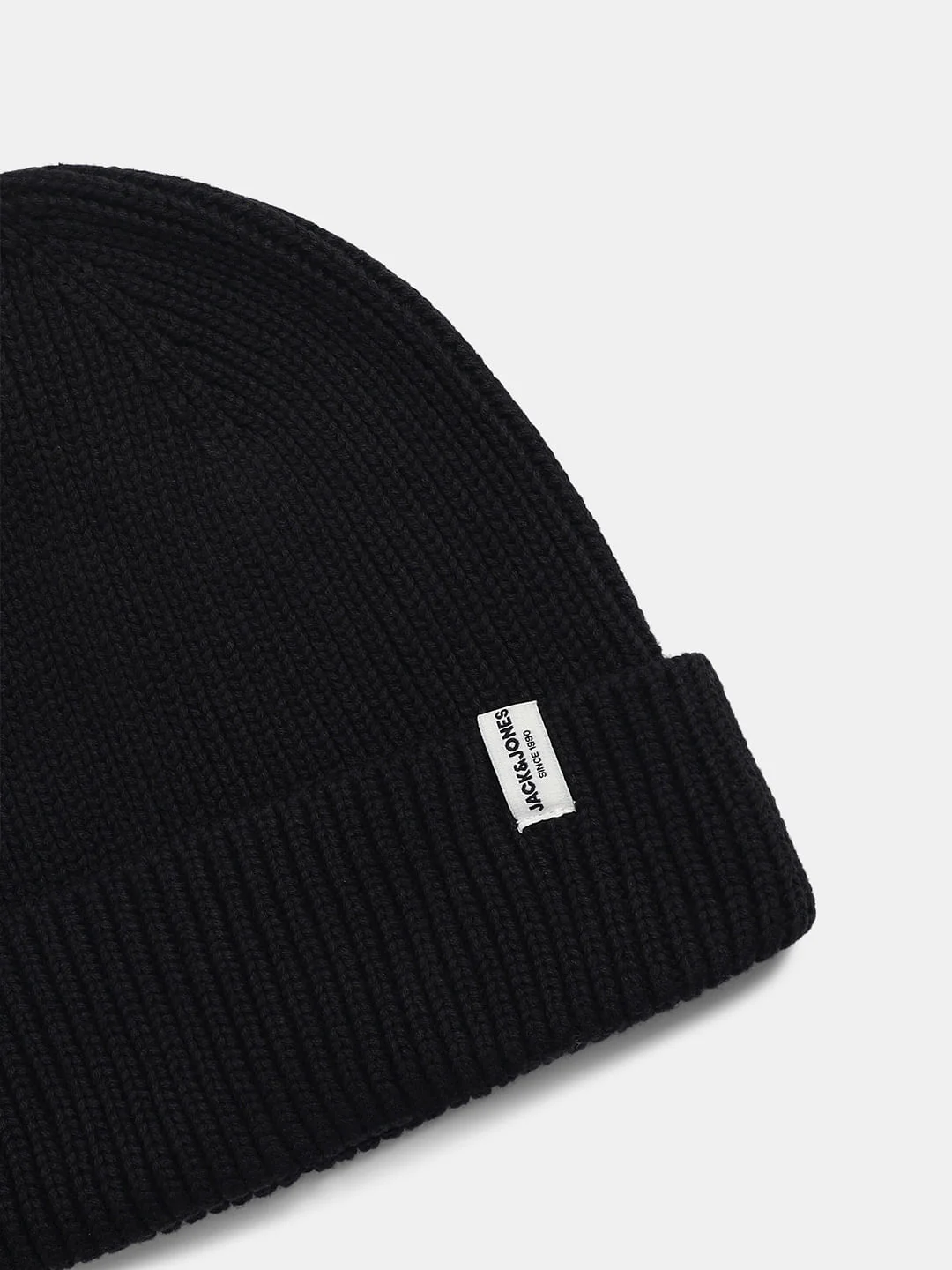 Jet Black Cotton Beanie - Image 3