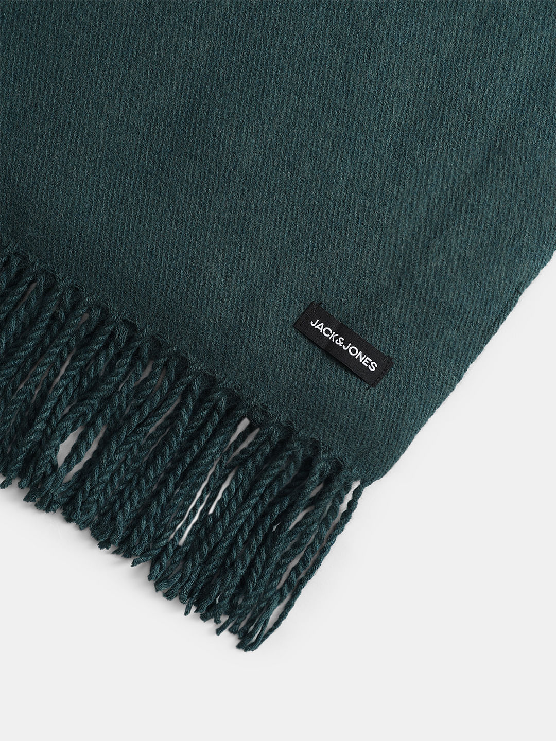 Dark Green Fringe Knitted Scarf - Image 3