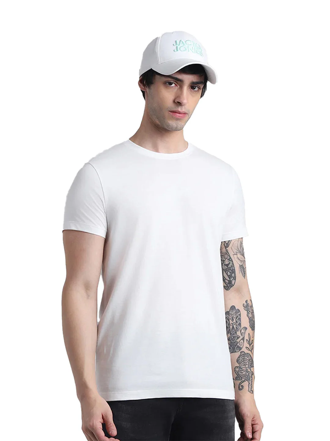 White Cotton Crew Neck T-Shirt
